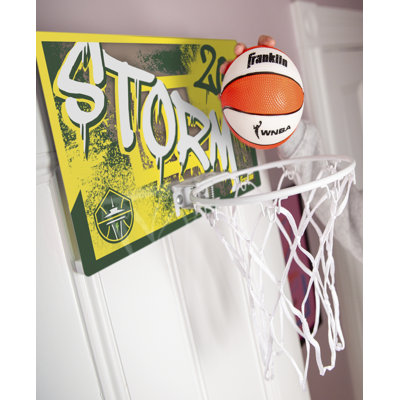 Panier de basketball Franklin Over The Door de Franklin Sports WNBA de Seattle - Panier de basketball d'intérieur pour enfants avec mini-ballon