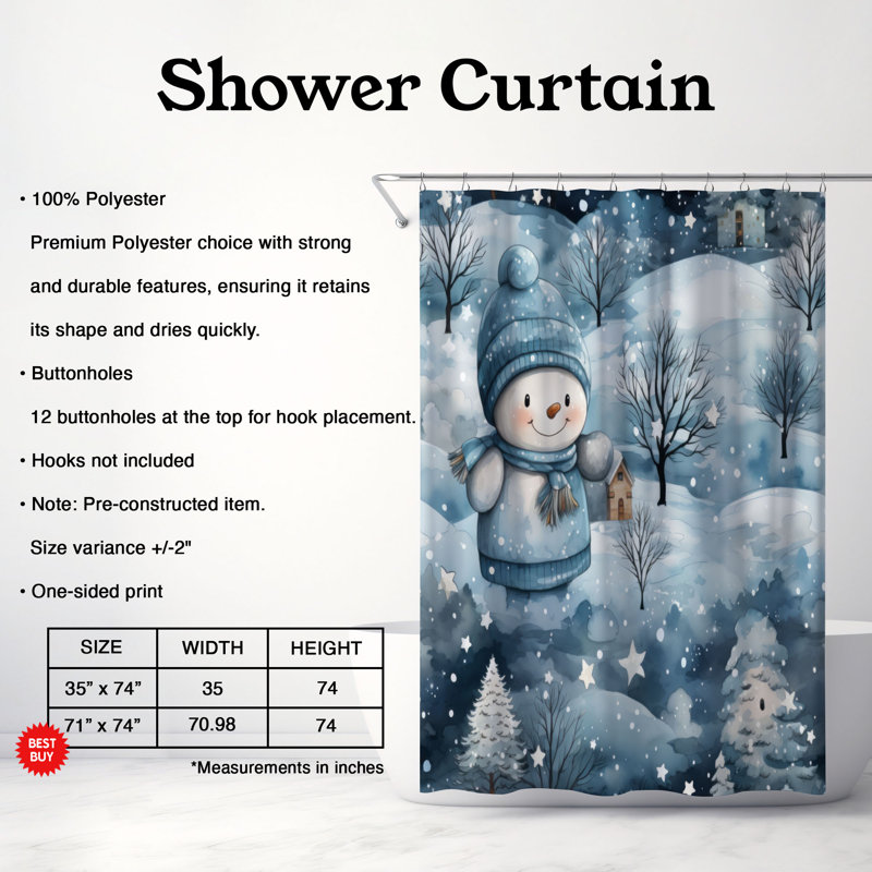 Rideau de douche Snowy, H 74 po x l 71 po
