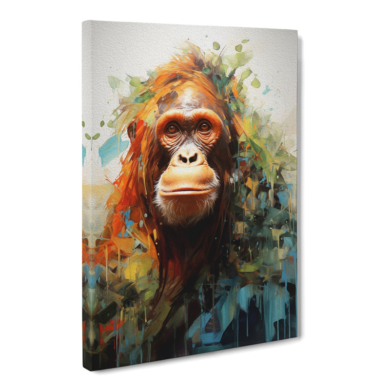 Orangutan Neo-Plasticism - Wrapped Canvas, 60cm H x 40cm W x 3cm D