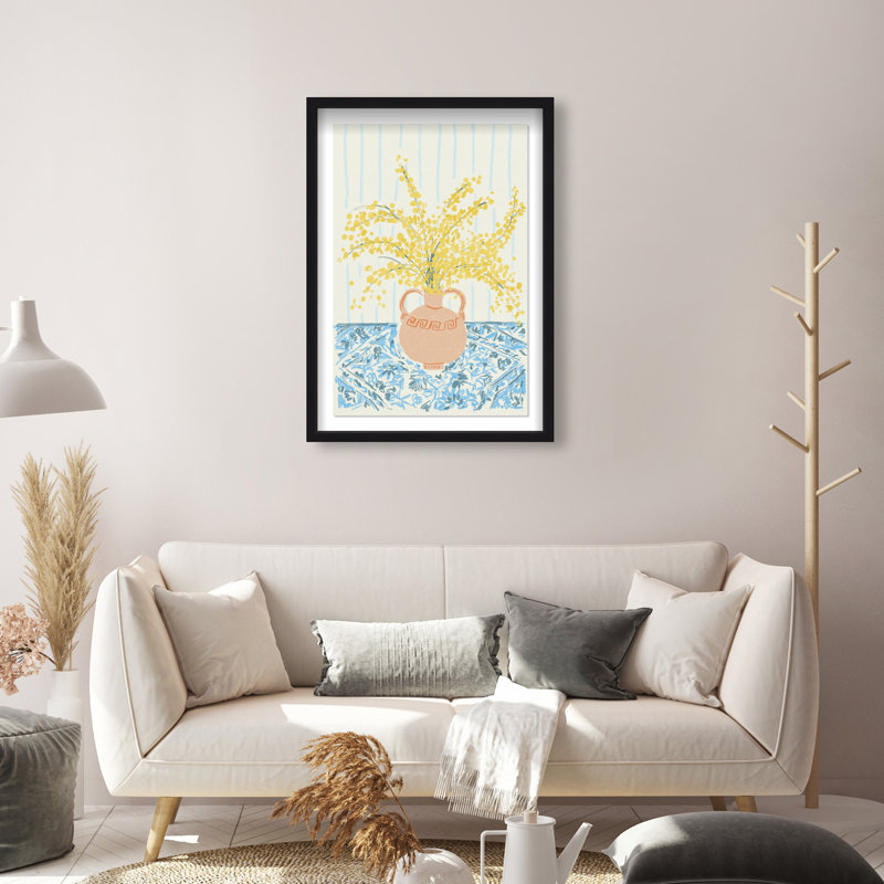 Sunny Flower Vase Print by Oliver Gal, 16.5"H x 11.5"W, Black Shadowbox