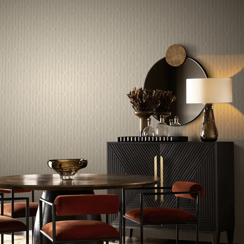 Dune Weave Wallpaper Roll, White/Gold
