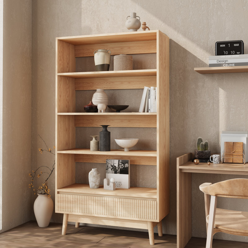 Pompen Vertical Wood Bookcase, 58.7" H x 31.5" W x 11.8" D