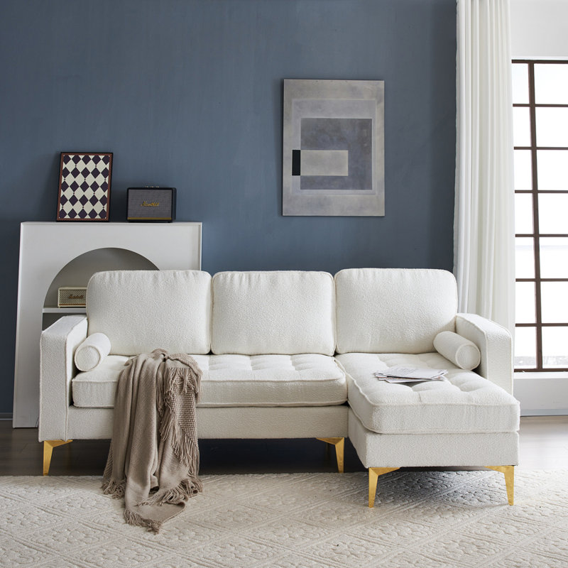 Canapé modulaire rembourré 85,83 po, Mélange de polyester blanc