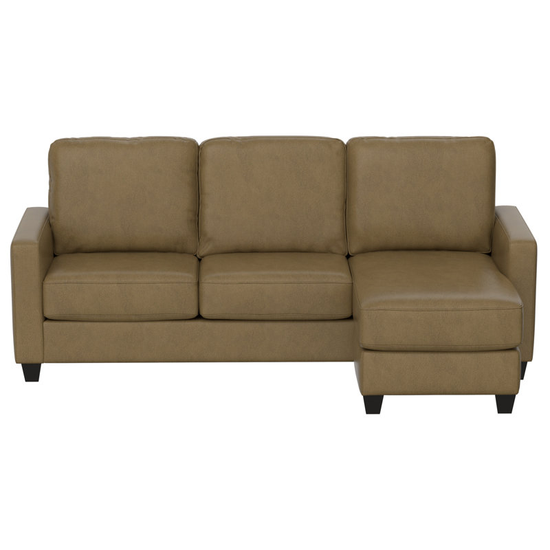 Urlin 86'' W Reversible Faux Leather Sofa & Chaise , Mocha Faux Leather