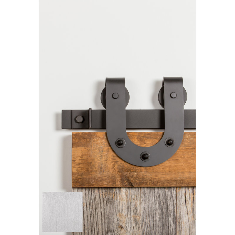 Ensemble de quincaillerie pour porte de grange simple Horseshoe, 96, Acier inoxydable brossé