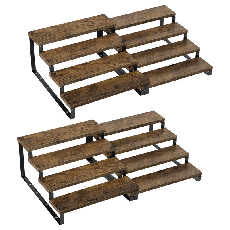 4-Pack 4-Tier Ladder Shelf Brown