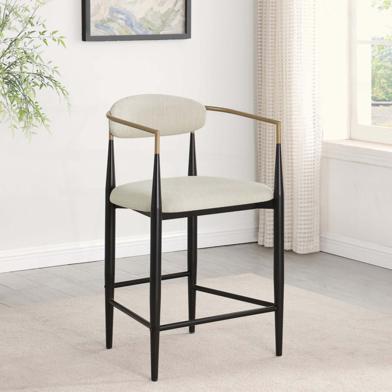 Ensemble de deux chaises de comptoir rembourrées confortables et élégantes, idéales pour les îlots de déjeuner et les comptoirs de bar
