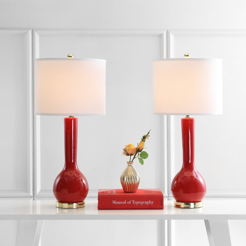 Amoure Ceramic Table Lamp, Chinese Red