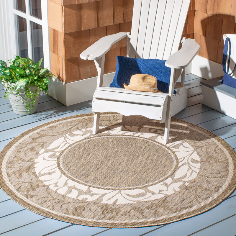 Herefordshire Performance Floral Indoor/Outdoor Area Rug, Round 5'3"