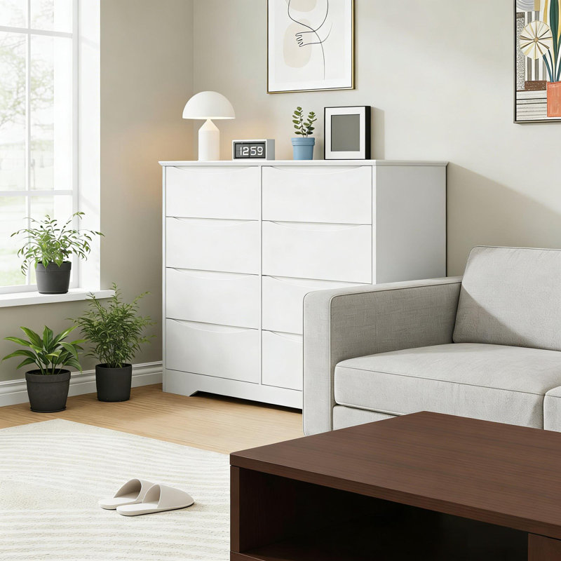 Commode en bois avec 8 tiroirs profonds pour chambre ou salon