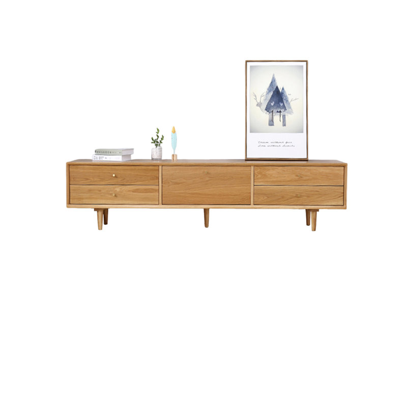 Meuble télé moderne en chêne simple, 59.05", Naturel
