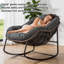 Chaise berçante en osier de 44 po pour l'extérieur et l'intérieur, chaise longue rembourrée en rotin gris foncé avec chaise berçante douce à 30 °-961004307