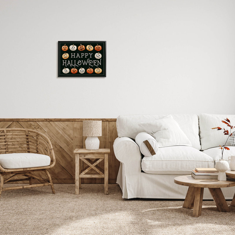Illustration de giclée encadrée «Happy Halloween Jack-O-Lanterns» par Elizabeth Tyndall, H 16 po x l 20 po x P 1,5 po