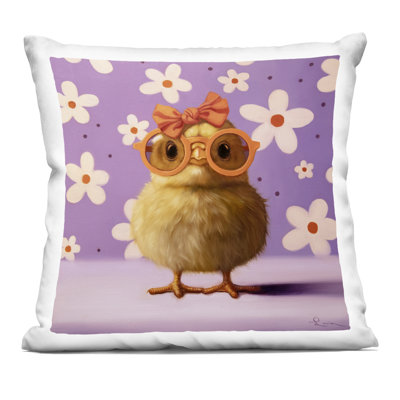 Bow Peep Groovy Chick Decorative Printed Throw Pillow, design by Lucia Heffernan, 18 x 7 x 18