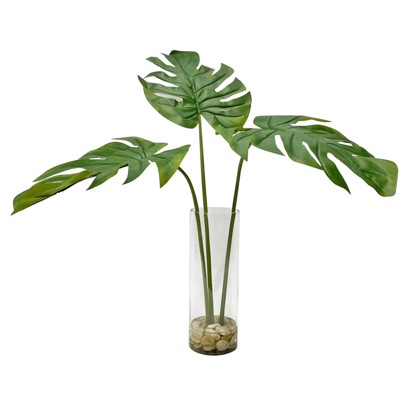 30'' Faux Palm Plant in Glass Vase