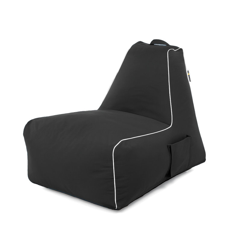 Armless Gaming Bean Bag Chair, Black Polyester