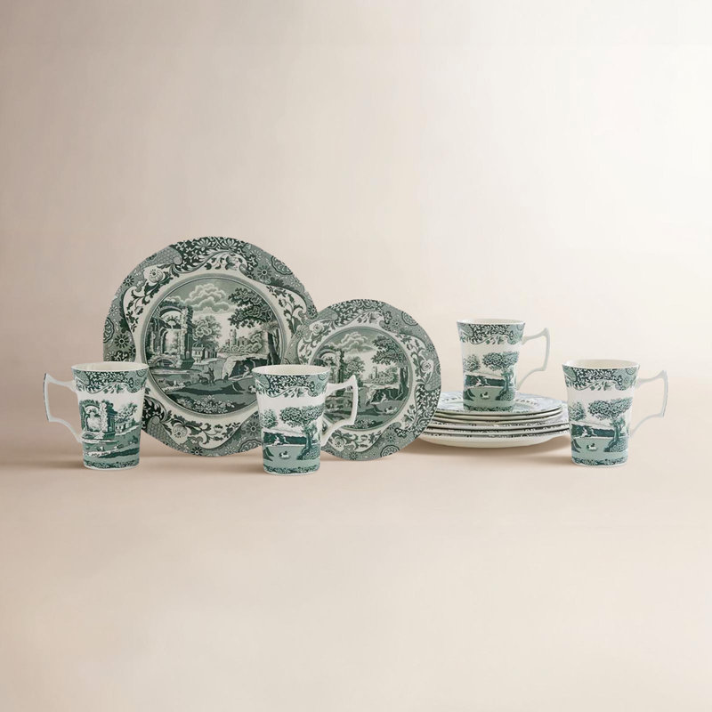 Heritage Green Italian 12-Piece Dinnerware Set