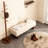Rectangular Upholstered Tufted Linen Fabric Ottoman Bench