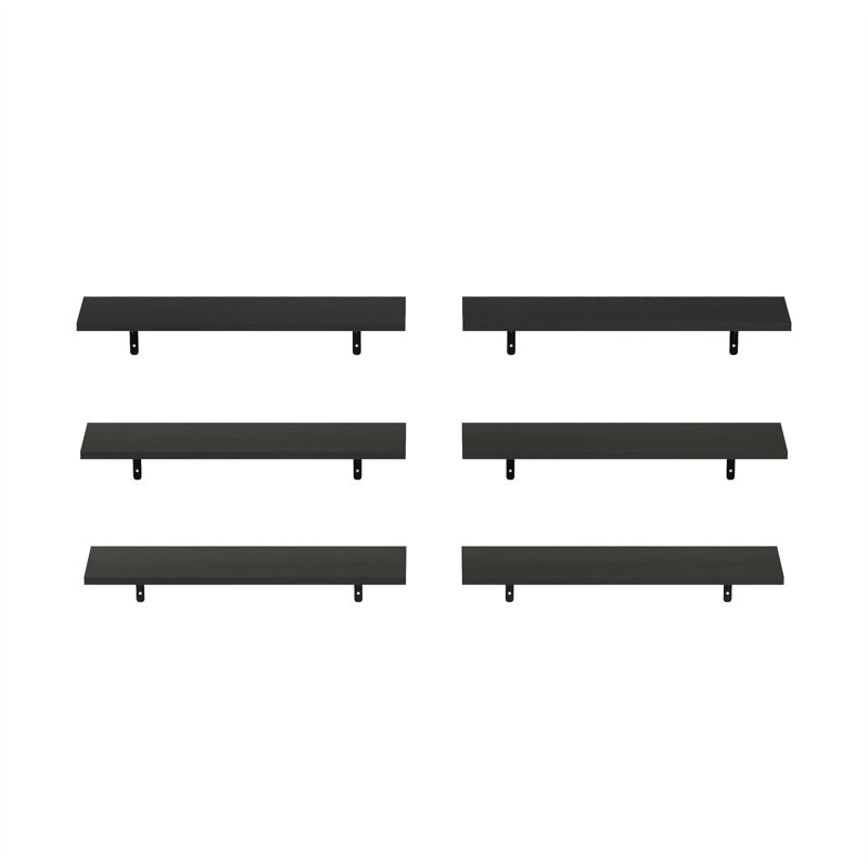 6 Piece Floating Shelf, 0.6" H x 23.6" W x 7.8" D, Espresso