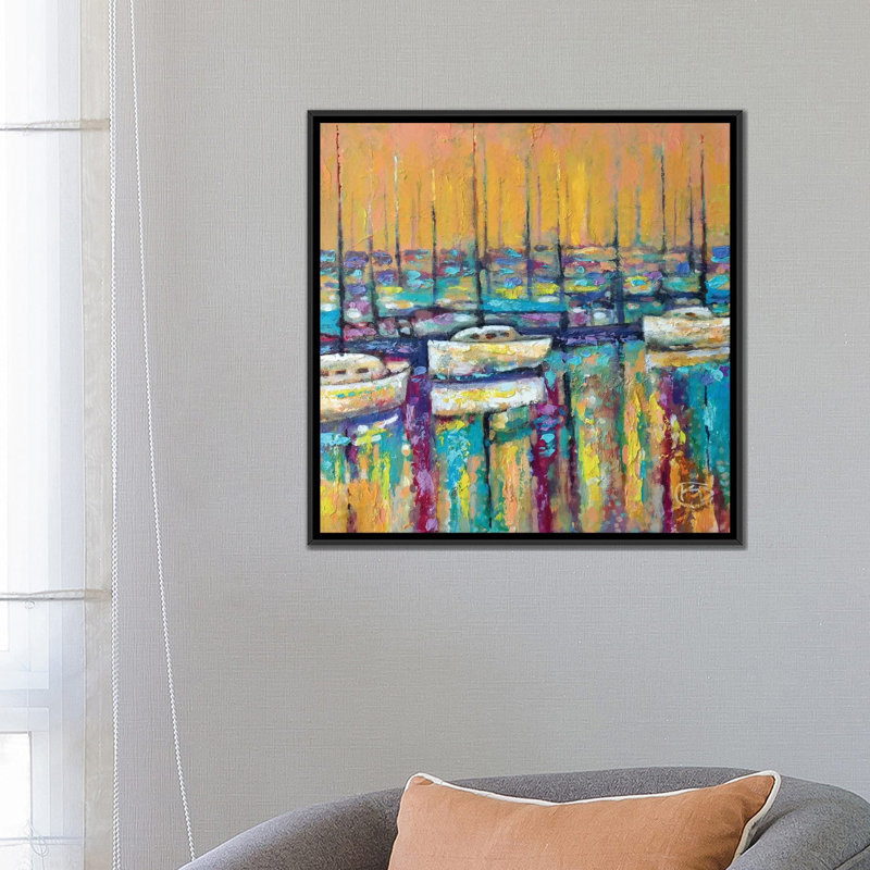 « harbor », impression sur toile, H 26 po x l 26 po x P 1,5 po, Toile avec cadre flottant noir, Pas de tapis