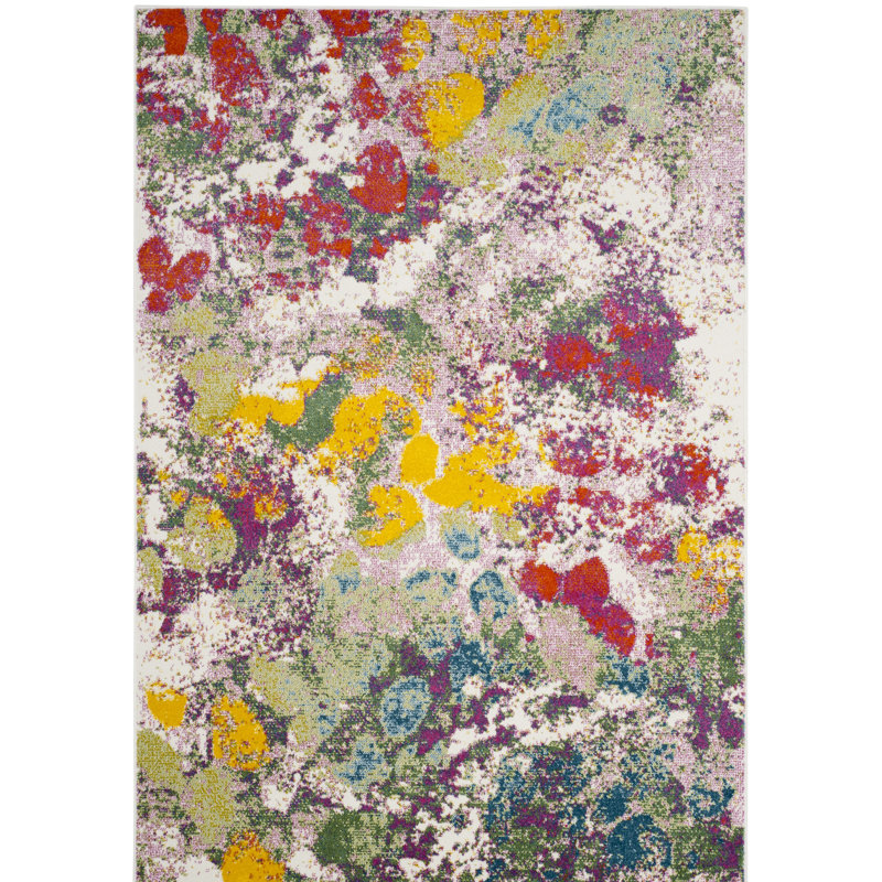 Tapis vert / rouge en coton Shankle, Rectangle 6 pi 7 po x 9 pi