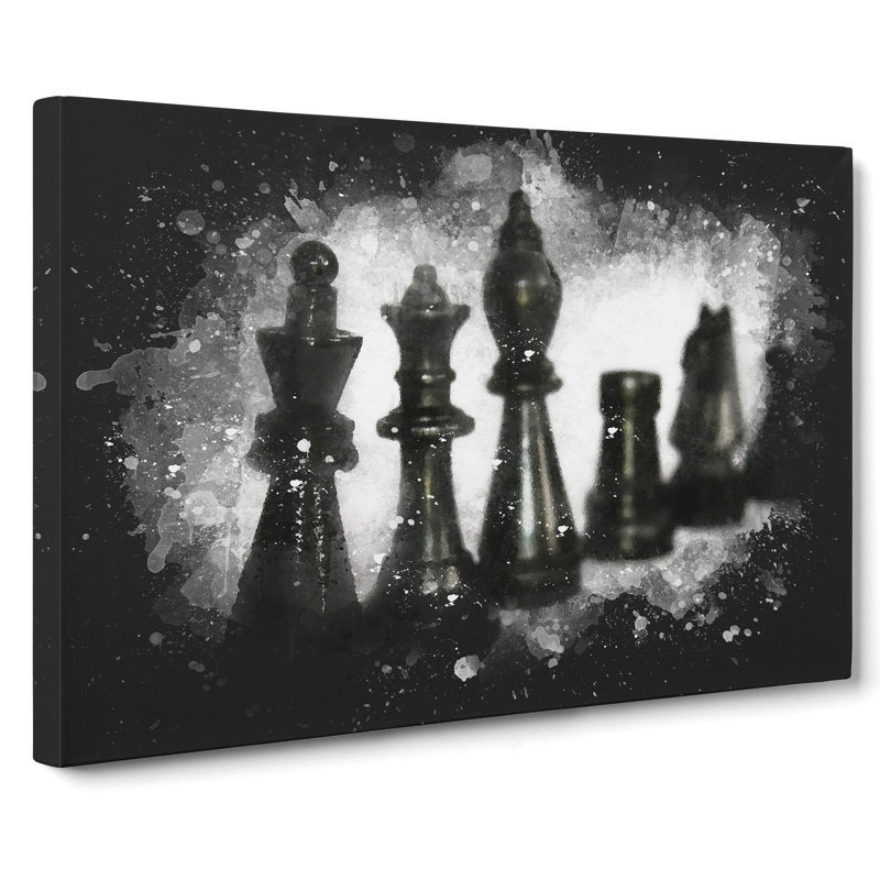 Chess Pieces Paint Splash - Wall Art, 40cm H x 60cm W x 3cm D, Wrapped Canvas