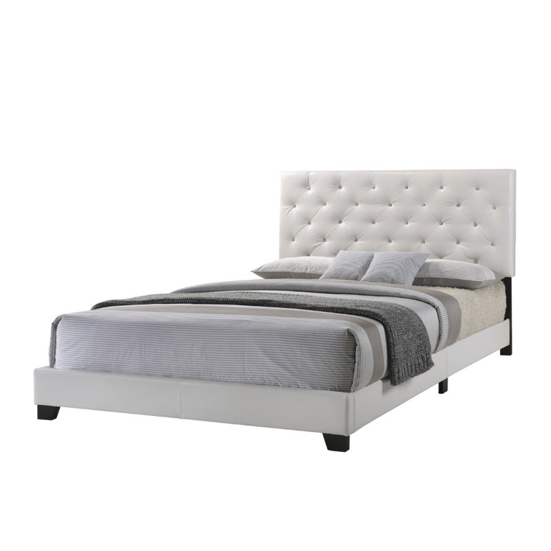 Gaozong Upholstered Standard Bed, White, Twin