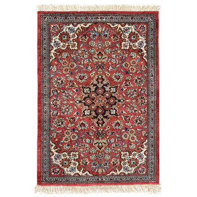 Tapis perse en soie pure noué à la main Fine 1 pi 11 po x 2 pi 8 po