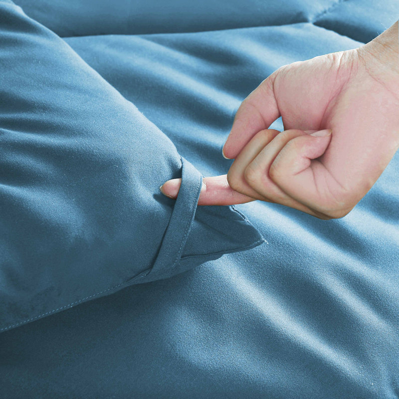 8 PCS Modern Comforter Set with Sheets All Season Bed in a Bag, Dusty Blue, King Comforter + 7 Additional Pieces