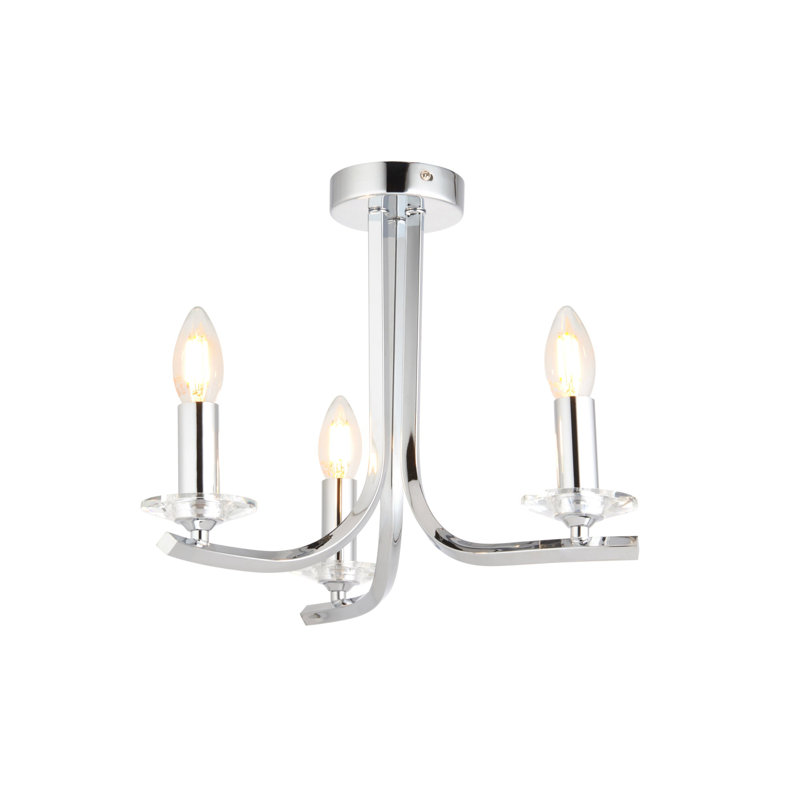 Semi Flush Mount, Polished Chrome, 3 Lights, 300cm H x 350cm W x 350cm D