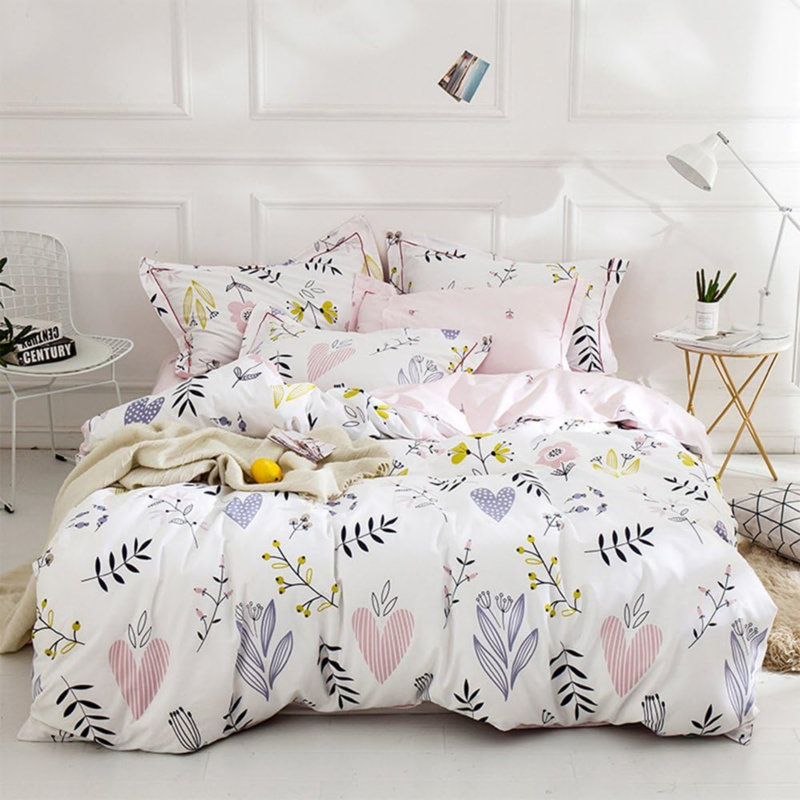 Cotton Floral Print Duvet Cover Set, Multi Floral 1, Twin XL Duvet Cover + 4 Additional Pieces