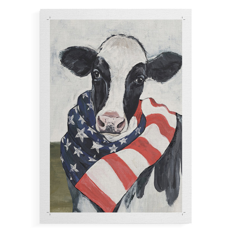 Vache américaine I - impression sur toile seulement - non encadrée, H 27 po x l 18 po