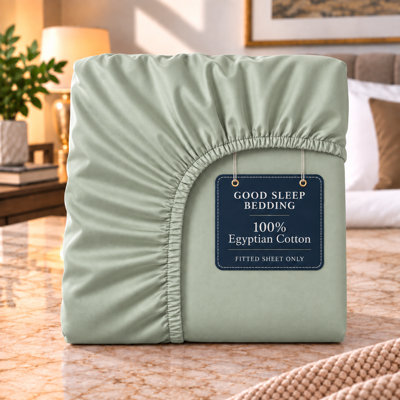 100% Egyptian Cotton 1000 Thread Count 16" Inch Deep Pocket Queen Size Fitted Sheet, Sage
