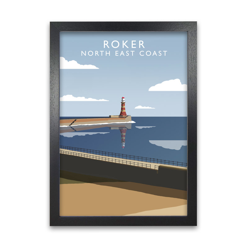 Roker North East Coast by Richard O'Neill - Single Picture Frame Print, Black, 594 cm H x 42 cm W