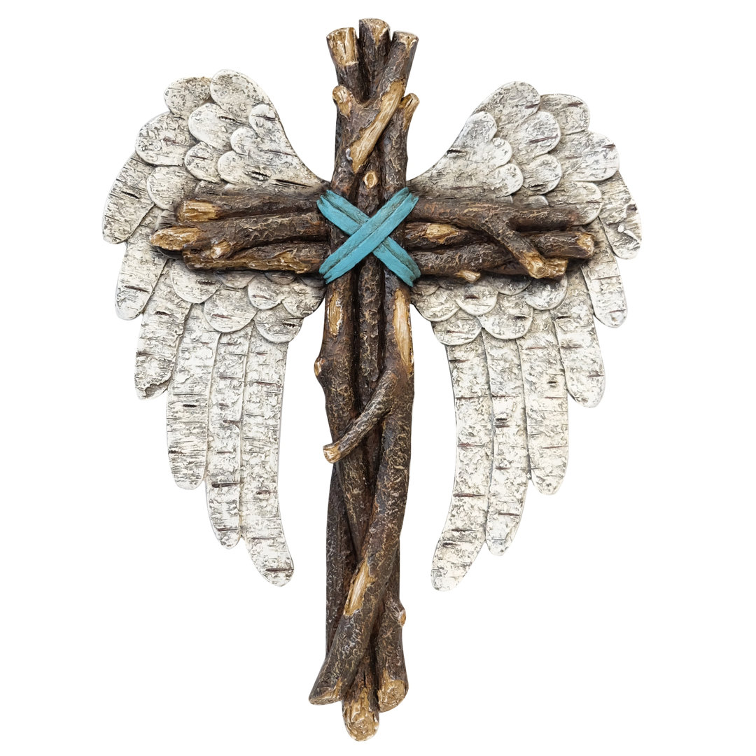 Angel Wings on Sticks Hanging Wall Cross Trinx