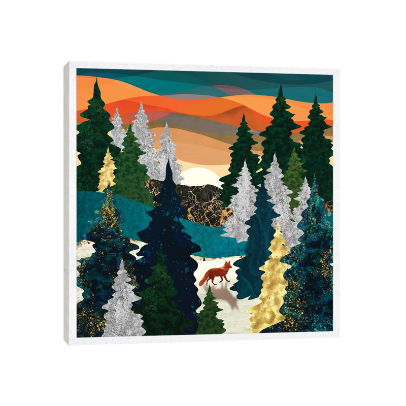 Amber Fox - Print on Canvas, 66.04 cm H x 66.04 cm W, White Framed