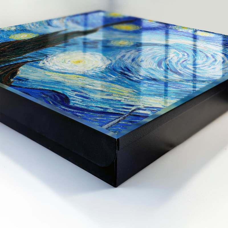 Key box for home, Opens to the right, 30x30x5, Black, Stars in the sky in shades of blue, 