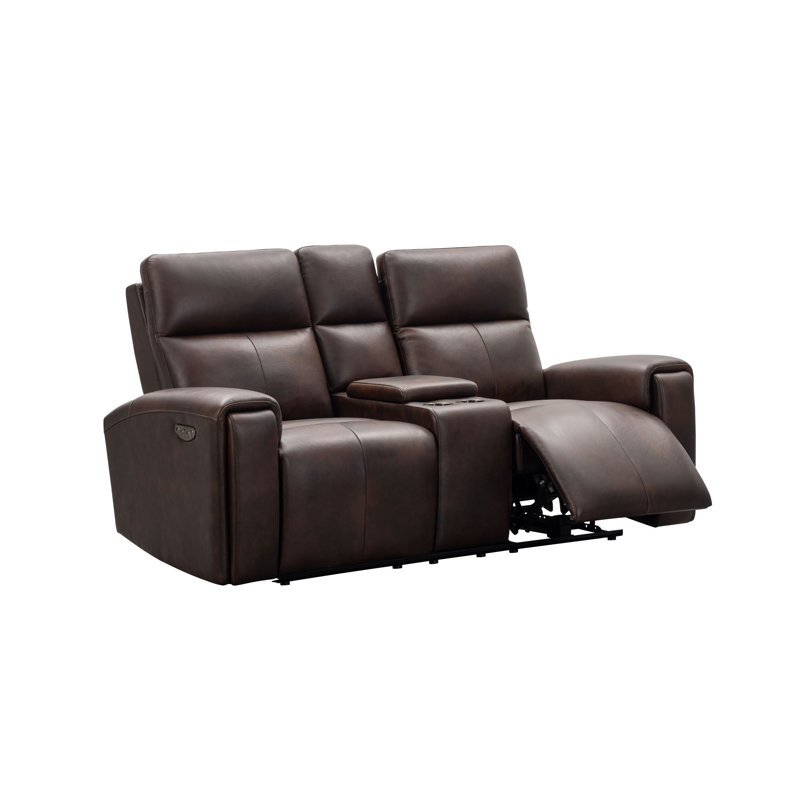 Canapé inclinable à accoudoirs carrés en cuir véritable de 77 po Ashlon