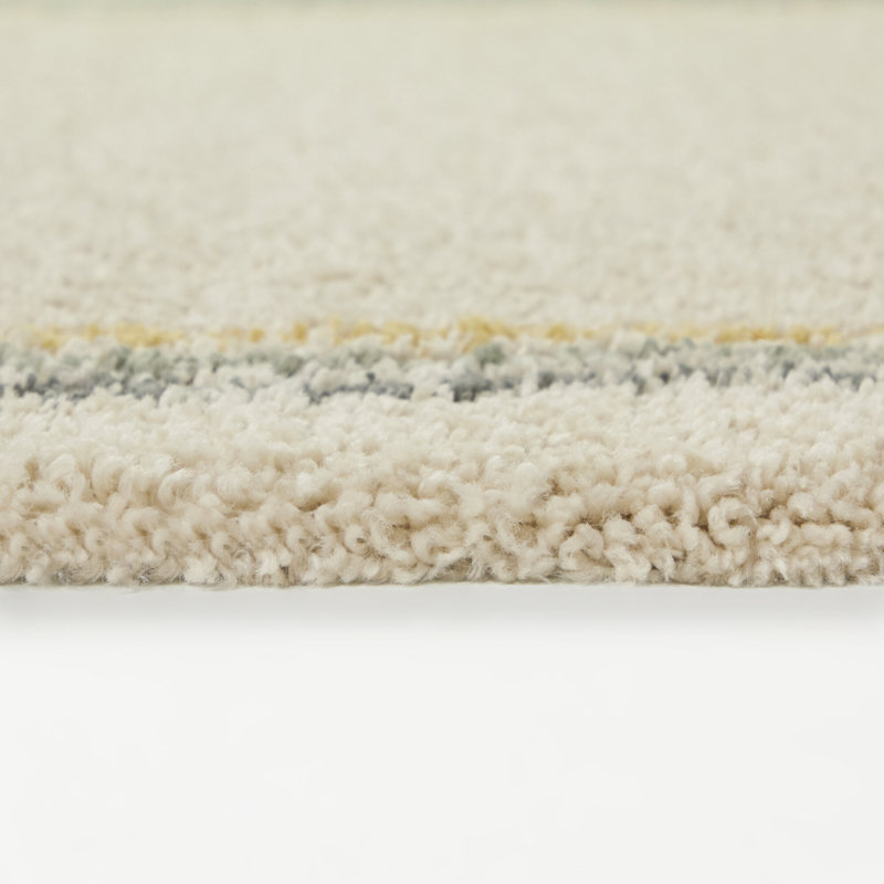 Blue/Green Squiggle Border Area Rug, Rectangle 5'3" x 7'