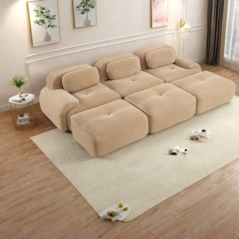 Canapés modulaires accueillant les animaux de compagnie, velours côtelé confortable, salons modernes