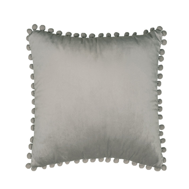(Couvertures seulement) Ensemble de 2 housses de coussin 2 tailles Pom-Poms, H 20 po x l 20 po, Gris