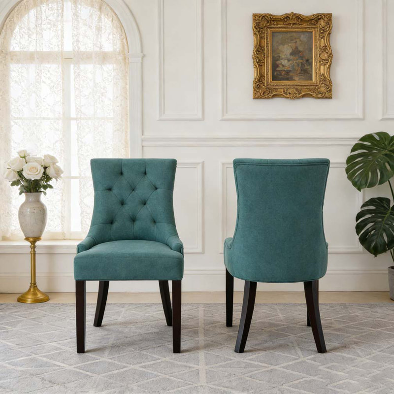 Chaise de salle à manger, 2, Tissu sarcelle