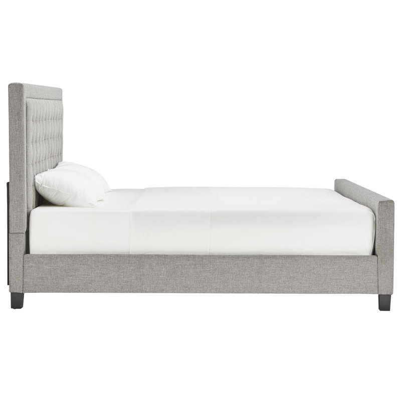 Kaster Upholstered Standard Bed, Queen, Pewter Grey Linen