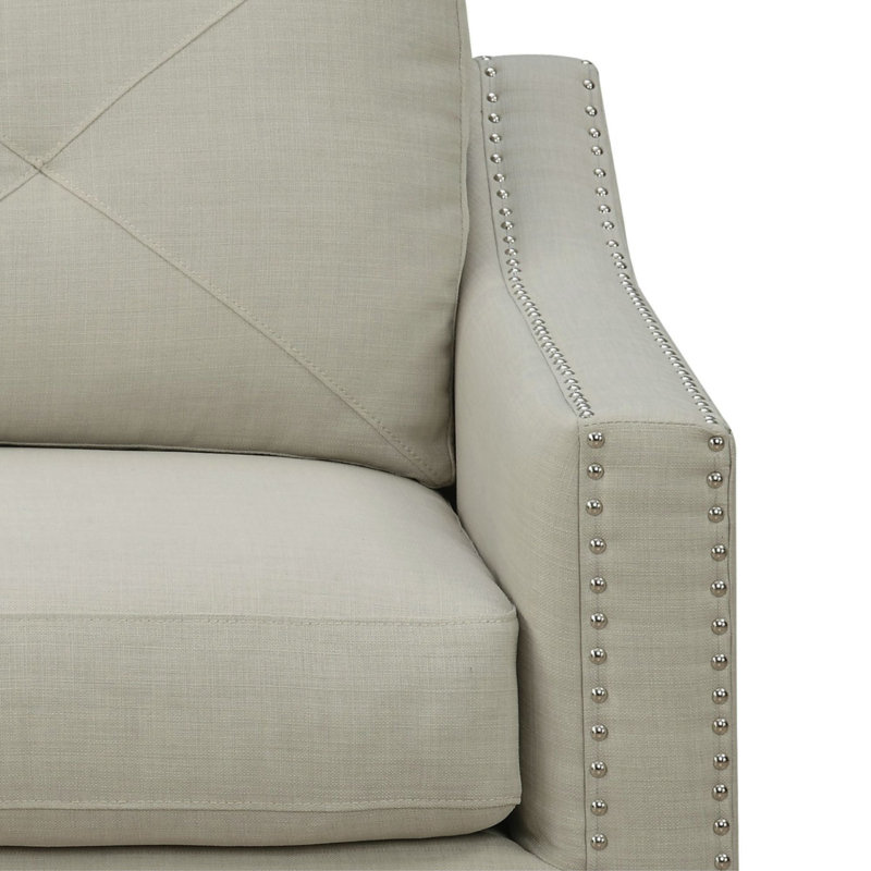 Offerman Upholstered Sofa, Taupe 100% Polyester, 37" H x 78" W x 35" D