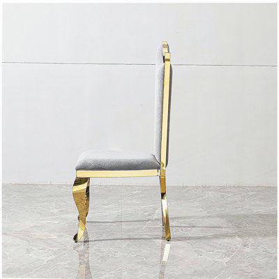 Gorgeous Streamlined High Back Grey Velvet stainless steel legs chair for dining room, set of 2
