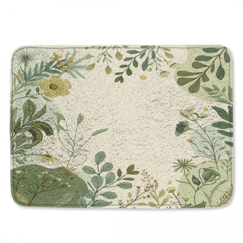 Tapis de bain Botanical Floral Illustration, L 24 po x L 17 po