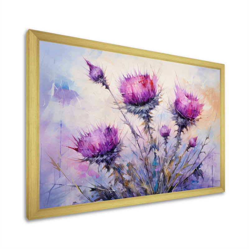 Thistles royal royal, Encadrement doré, H 30 po x l 40 po x P 1,5 po
