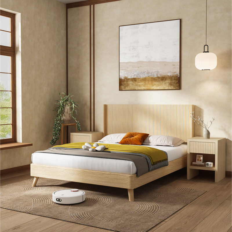 King Size, Wood Headboard, Modern , Wall Mounted, Fluted Panel, Wingback , 3d Carving, Real Finish, Bedroom Aesthetic, Comfortable 80.2" Wide Size Wooden Headboard Only Style Mounted With Elegant