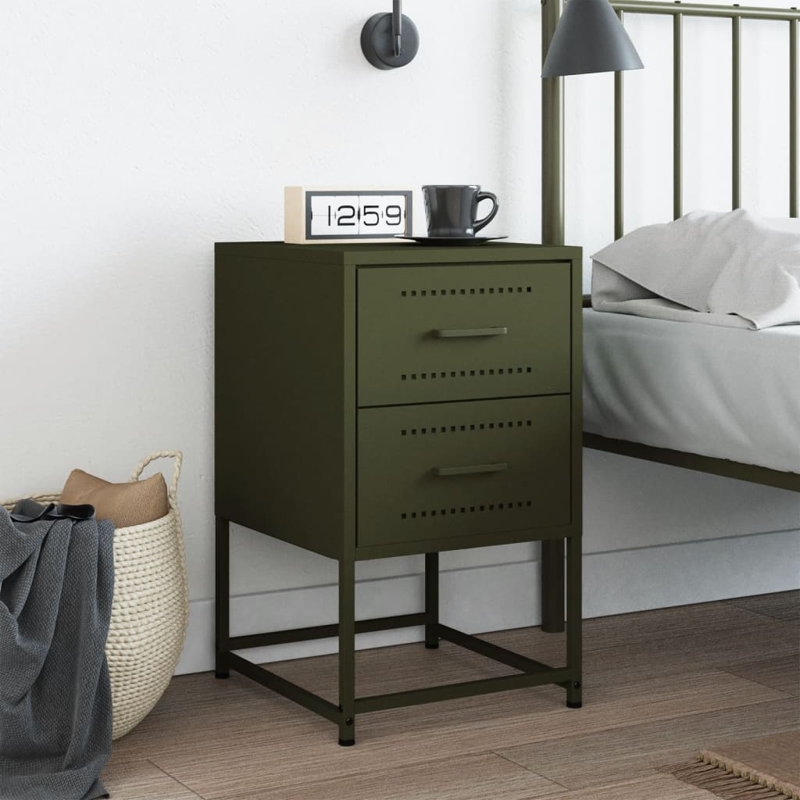 Bedside Cabinet 36x39x60.5 cm Steel, Green, 2