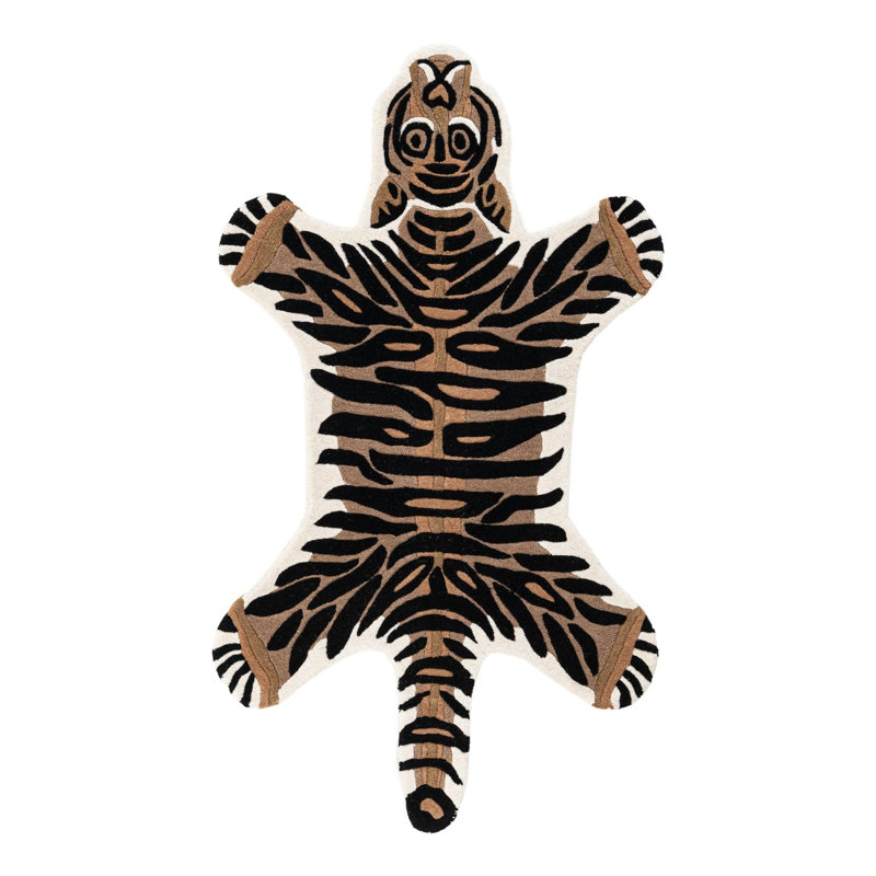Unique Loom Tiger Playtime Kids Wool Rug, Novelty 3'1" x 5'3"